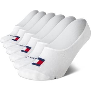 Tommy Hilfiger Women’s No Show Socks – 6 Pack Soft Sretch Sneaker Liner Low Cut Ankle Socks with No-Slip Heel (Size: 4-10)(White Flag)