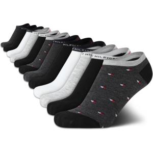 Tommy Hilfiger Womens No Show Socks -12 Pack Cotton Blend Lightweight Athletic Performance Cushioned Running Socks for Women(Blue/Black/White)
