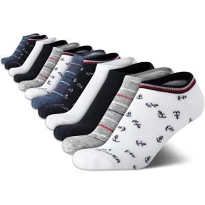 Tommy Hilfiger Womens No Show Socks -12 Pack Cotton Blend Lightweight Athletic Performance Cushioned Running Socks for Women(White Assorted)