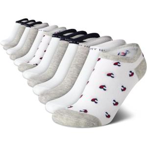 Tommy Hilfiger Womens No Show Socks -12 Pack Cotton Blend Lightweight Athletic Performance Cushioned Running Socks for Women(White Multi)