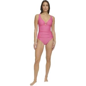 Tommy Hilfiger Women’s One Piece Keyhole Ring Detail Swimsuit(Pink)