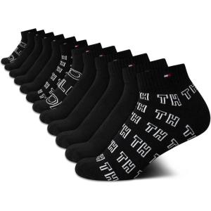 Tommy Hilfiger Womens Quarter Socks – 12 Pack Soft Cushioned Athletic Quarter Length Ankle Socks for Women (Sizes: 4-10)(Black)