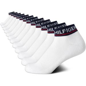 Tommy Hilfiger Womens Quarter Socks – 12 Pack Soft Cushioned Athletic Quarter Length Ankle Socks for Women (Sizes: 4-10)(Navy Logo)