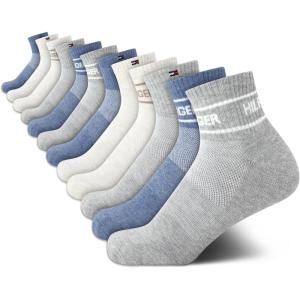 Tommy Hilfiger Womens Quarter Socks – 12 Pack Soft Cushioned Athletic Quarter Length Ankle Socks for Women (Sizes: 4-10)(Oatmeal Heather)