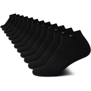 Tommy Hilfiger Womens Quarter Socks – 12 Pack Soft Cushioned Athletic Quarter Length Ankle Socks for Women (Sizes: 4-10)(Pure Black)
