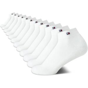 Tommy Hilfiger Womens Quarter Socks – 12 Pack Soft Cushioned Athletic Quarter Length Ankle Socks for Women (Sizes: 4-10)(White Logo)
