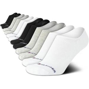 Tommy Hilfiger Women’s Show Liners – 12 Pack Breathable No Show Sport Liners – Thin Low Cut Socks for Women (Shoe Size: 4-10)(Black/White/Grey)