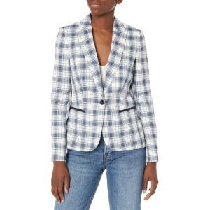 Tommy Hilfiger Women’s Single Button Business Blazer(Midnight Ivory Plaid)