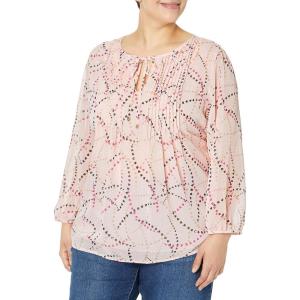 Tommy Hilfiger Womens Tommy Hilfiger Women’s Spinning Pintuck Blouse(Multi Ballerina Pink)