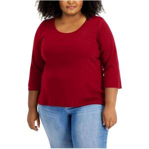 Tommy Hilfiger Womens Women’s Scoop Neck Flag Tee(Fiery Crimson)