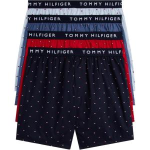 Tommy Hilfiger mens Cotton Classic 4-pack Woven Boxer(Grey Micro Flag  Primary Red Micro Flag  Pacific Blue Micro Flag  Navy Micro Flag)