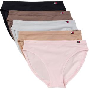 Tommy Hilfiger womens Bikini Underwear 5-pack(Lotus/Roebuck/Micro Chip/Deep Taupe/Black)