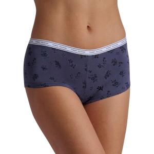 Tommy Hilfiger womens Classic Cotton Boyshort Underwear With Logo Waistband 5-pack(Th Dot Grid Heather Grey/Black/Sky Captain/Balanced Beige/Monochrome Floral Crown Blue)