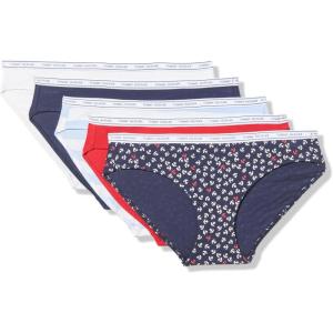 Tommy Hilfiger womens Classic Cotton Logoband Bikini 5-pack(Mini Anchors Print/Tango Red/Bright White/Sweet Blue/Sweet Blue Stripe)