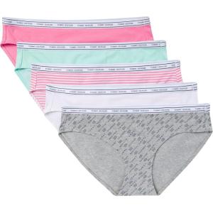 Tommy Hilfiger womens Classic Cotton Logoband Bikini 5-pack(Th Flag Print/Beach Glass/Bright White/Morning Glory/Morning Glory Stripe)