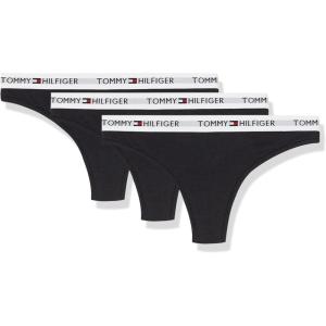 Tommy Hilfiger womens Classic Cotton Logoband Thong 5 Pack(Black)