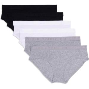 Tommy Hilfiger womens Cotton Hipster Underwear 6-pack(Heather Grey/White/Black)