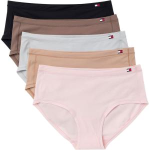 Tommy Hilfiger womens Hipster Underwear 5-pack(Lotus/Roebuck/Micro Chip/Deep Taupe/Black)