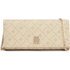 Tommy Hilfiger womens Monogram Clutch With Removable Chain(Beige)
