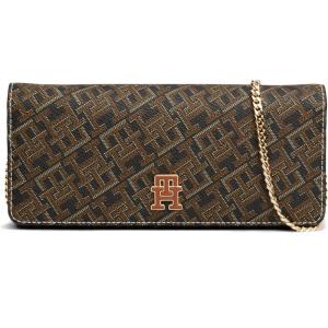 Tommy Hilfiger womens Monogram Clutch With Removable Chain(Black / Tan Mix)