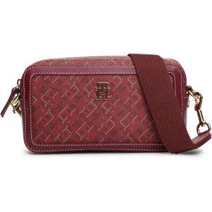 Tommy Hilfiger womens Monogram Leather Crossbody Bag(Rouge)