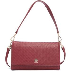 Tommy Hilfiger womens Monogram Shoulder Bag With Removable Crossbody Strap(Raspberry Truffle)