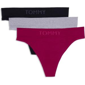 Tommy Hilfiger womens Seamless Thong Underwear 3-pack(Italian Wine/Heather Grey/Black)