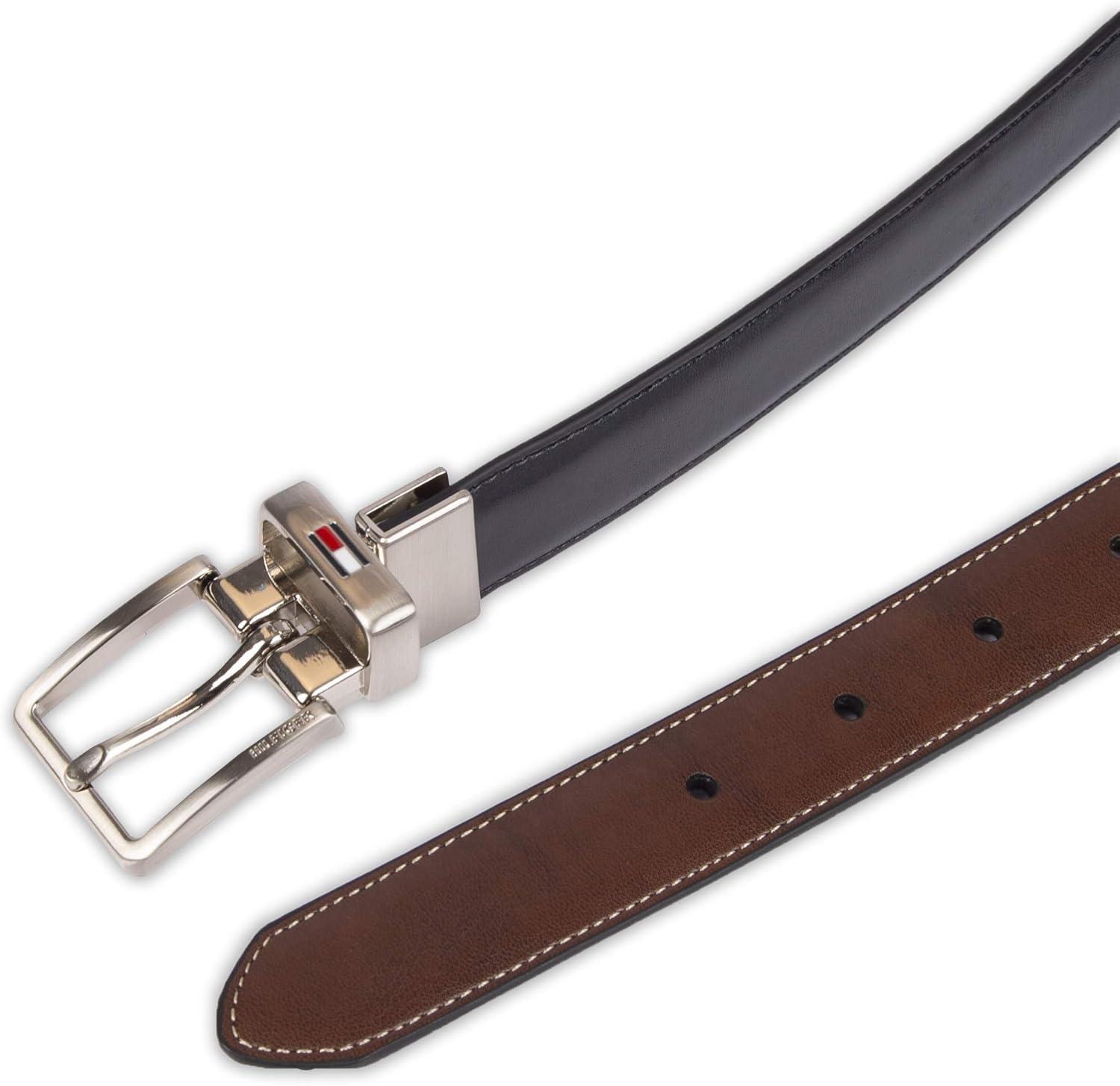 imageTommy Hilfiger Big Boys TwoinOne Reversible Dress BeltBlackCognac Logo