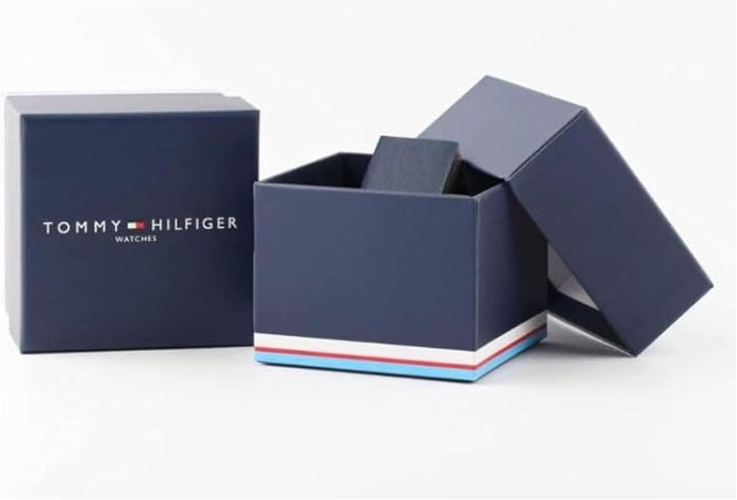 imageTommy Hilfiger Mens 3Hand Quartz Watch Casual Sport Style Silicone Strap WaterResistant to 50 Meters Everyday Fashion Wristwatch Gift for Him 44mmBlue