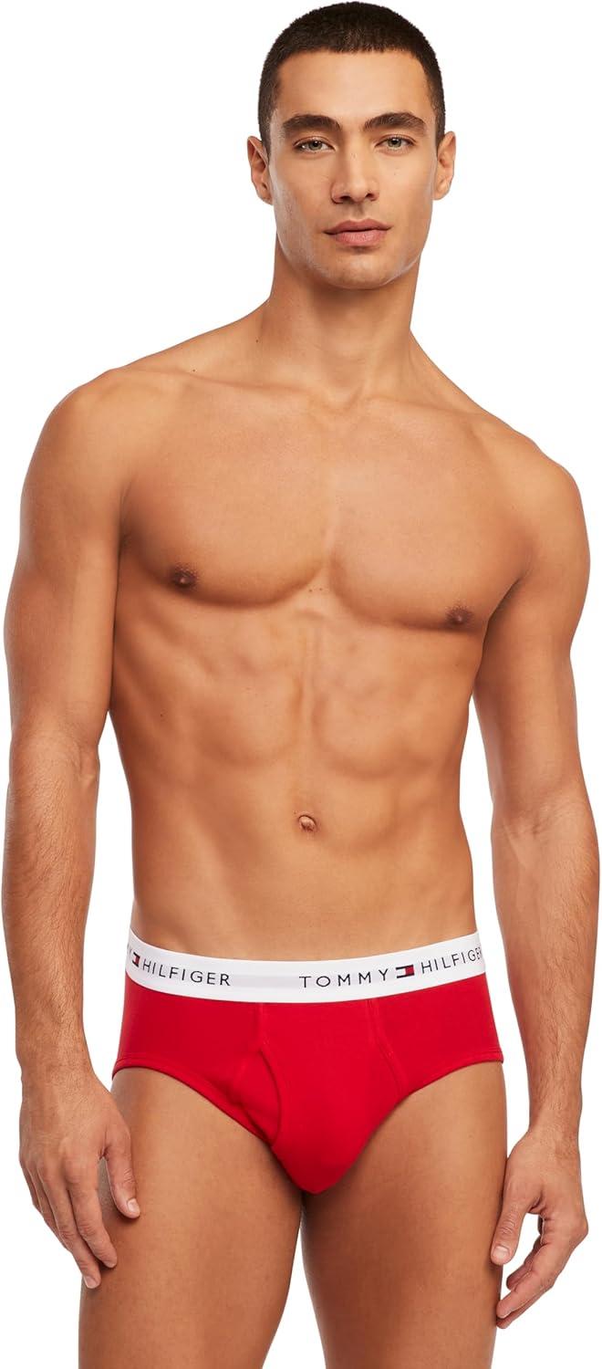 imageTommy Hilfiger Mens Cotton Classic 4Pack Brief2 Black 1 Mahogany 1 True Blue