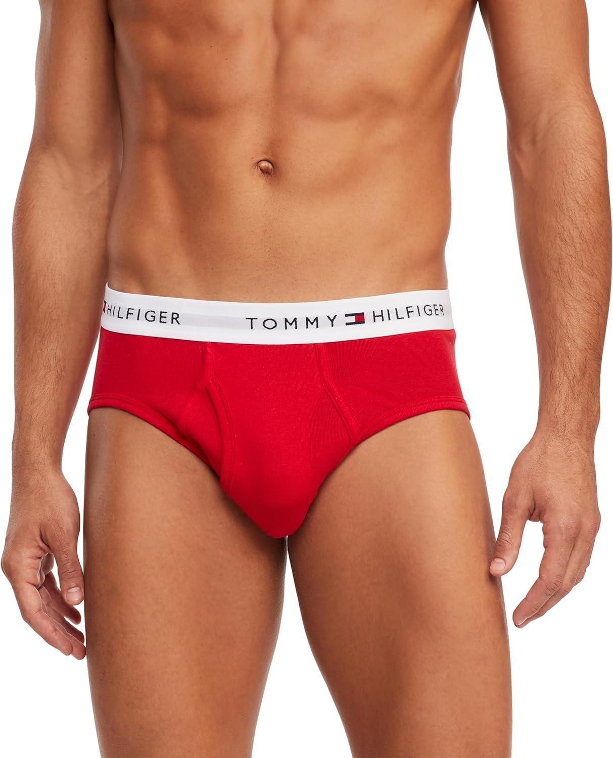 imageTommy Hilfiger Mens Cotton Classic 4Pack Brief2 Black 1 Mahogany 1 True Blue