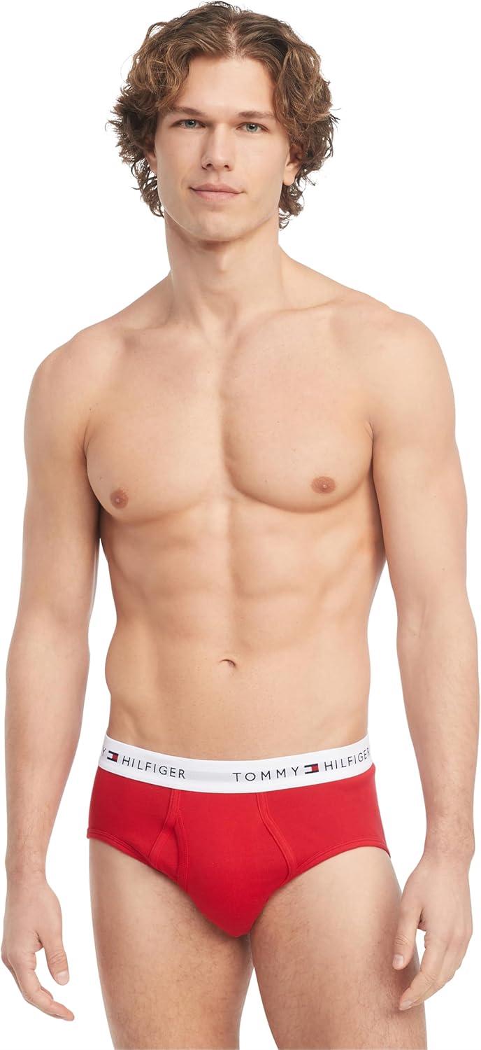 imageTommy Hilfiger Mens Cotton Classic 4Pack Brief2 Navy 1 Mahogany 1 White