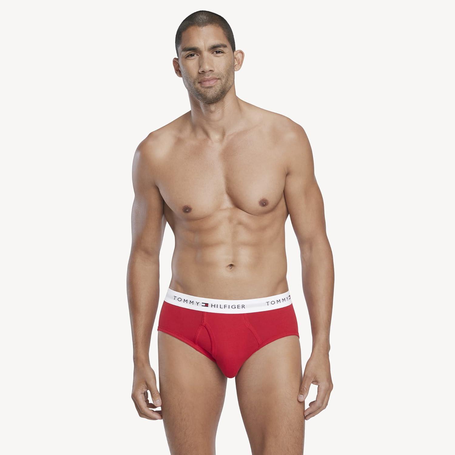 imageTommy Hilfiger Mens Cotton Classic 4Pack Brief3 Navy 2 Grey Heather 1 Red 1 White