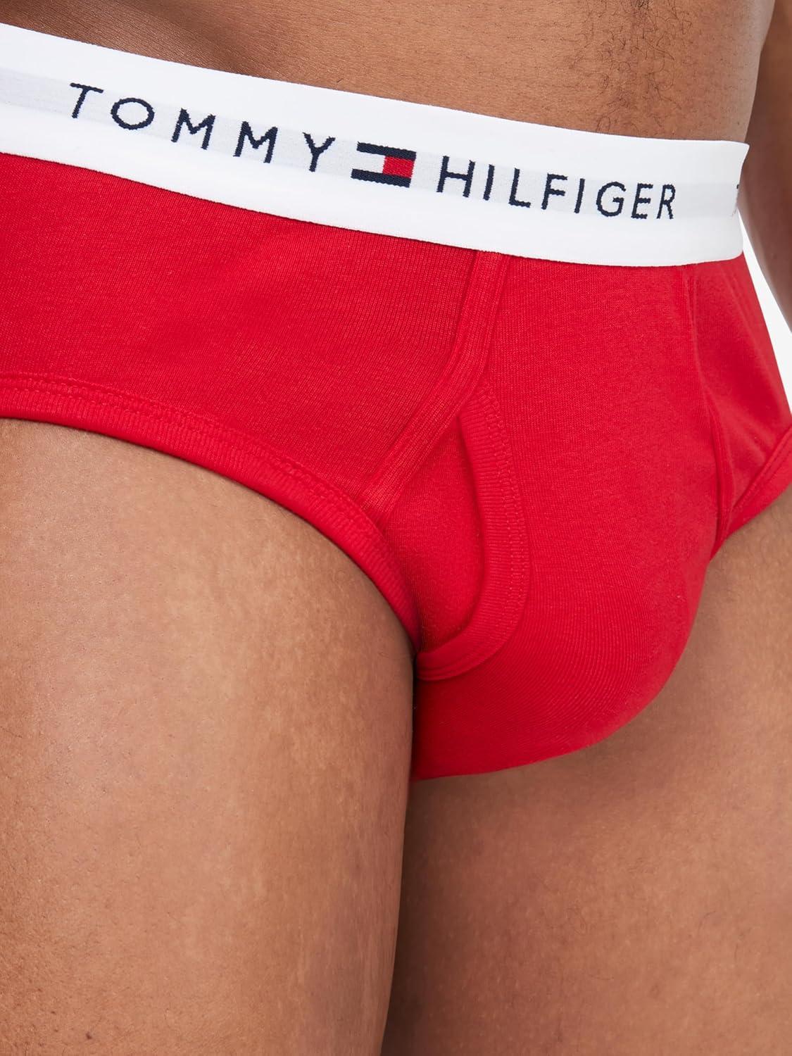 imageTommy Hilfiger Mens Cotton Classic 4Pack Brief3 Navy 2 Grey Heather 1 Red 1 White