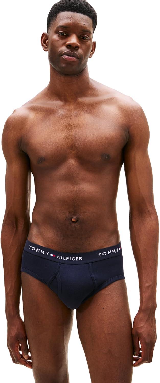 imageTommy Hilfiger Mens Cotton Classic 4Pack BriefNavy Bodies W Medival Blue Wb Blue Ocean Wb Persian Blue Wb Navy Wb