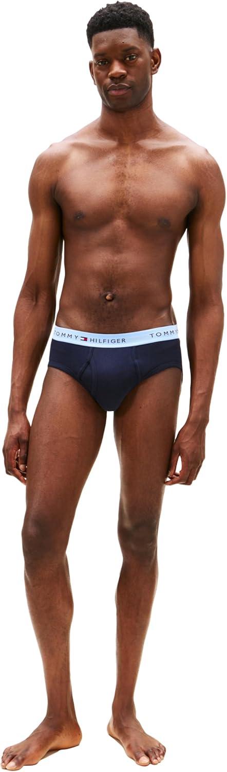 imageTommy Hilfiger Mens Cotton Classic 4Pack BriefNavy Bodies W Medival Blue Wb Blue Ocean Wb Persian Blue Wb Navy Wb