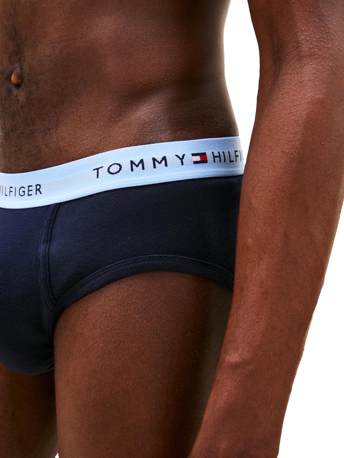 imageTommy Hilfiger Mens Cotton Classic 4Pack BriefNavy Bodies W Medival Blue Wb Blue Ocean Wb Persian Blue Wb Navy Wb