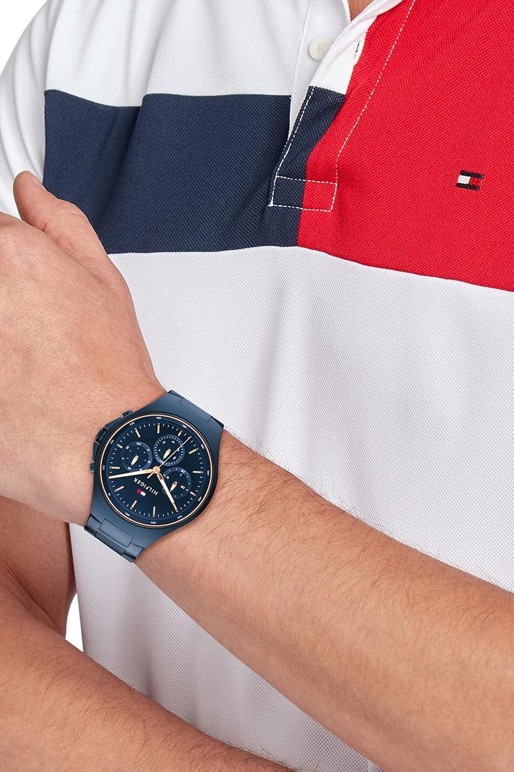 imageTommy Hilfiger Mens Fashionable Stainless Steel Quartz WatchesDark Blue