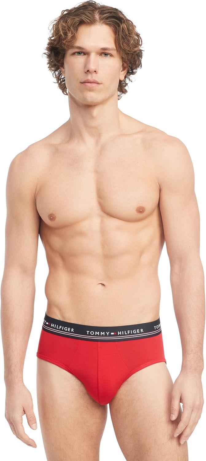 imageTommy Hilfiger Mens Modal 3Pack BriefPrimary Red Royalty Navy