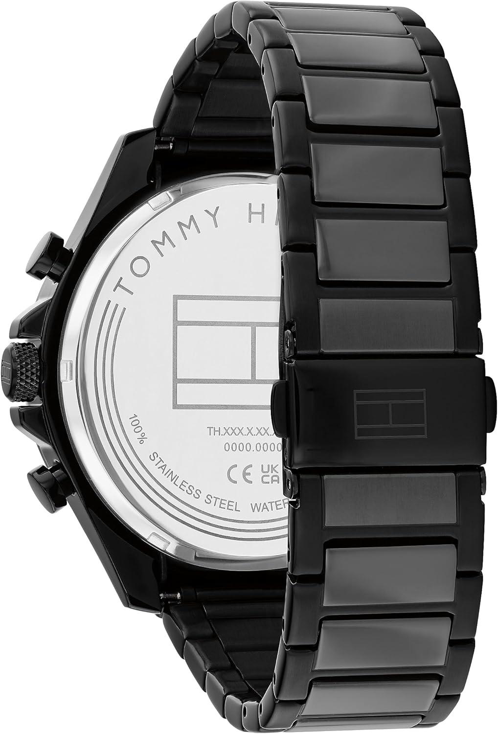 imageTommy Hilfiger Mens Multifunction Quartz Watch 46mm Stainless Steel Case RacingInspired Design 5 ATM Water Resistant Elegant Modern Timepiece Gift for HimBlack