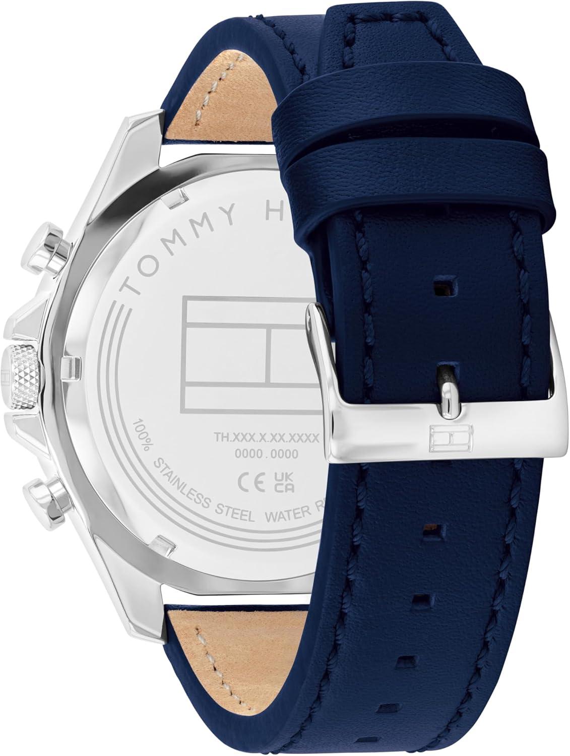 imageTommy Hilfiger Mens Multifunction Quartz Watch 46mm Stainless Steel Case RacingInspired Design 5 ATM Water Resistant Elegant Modern Timepiece Gift for HimBlue
