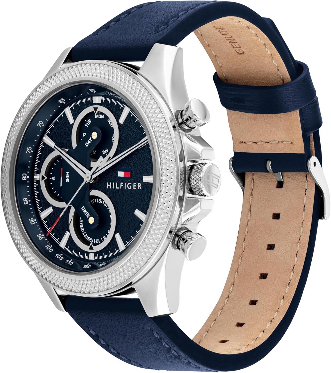 imageTommy Hilfiger Mens Multifunction Quartz Watch 46mm Stainless Steel Case RacingInspired Design 5 ATM Water Resistant Elegant Modern Timepiece Gift for HimBlue