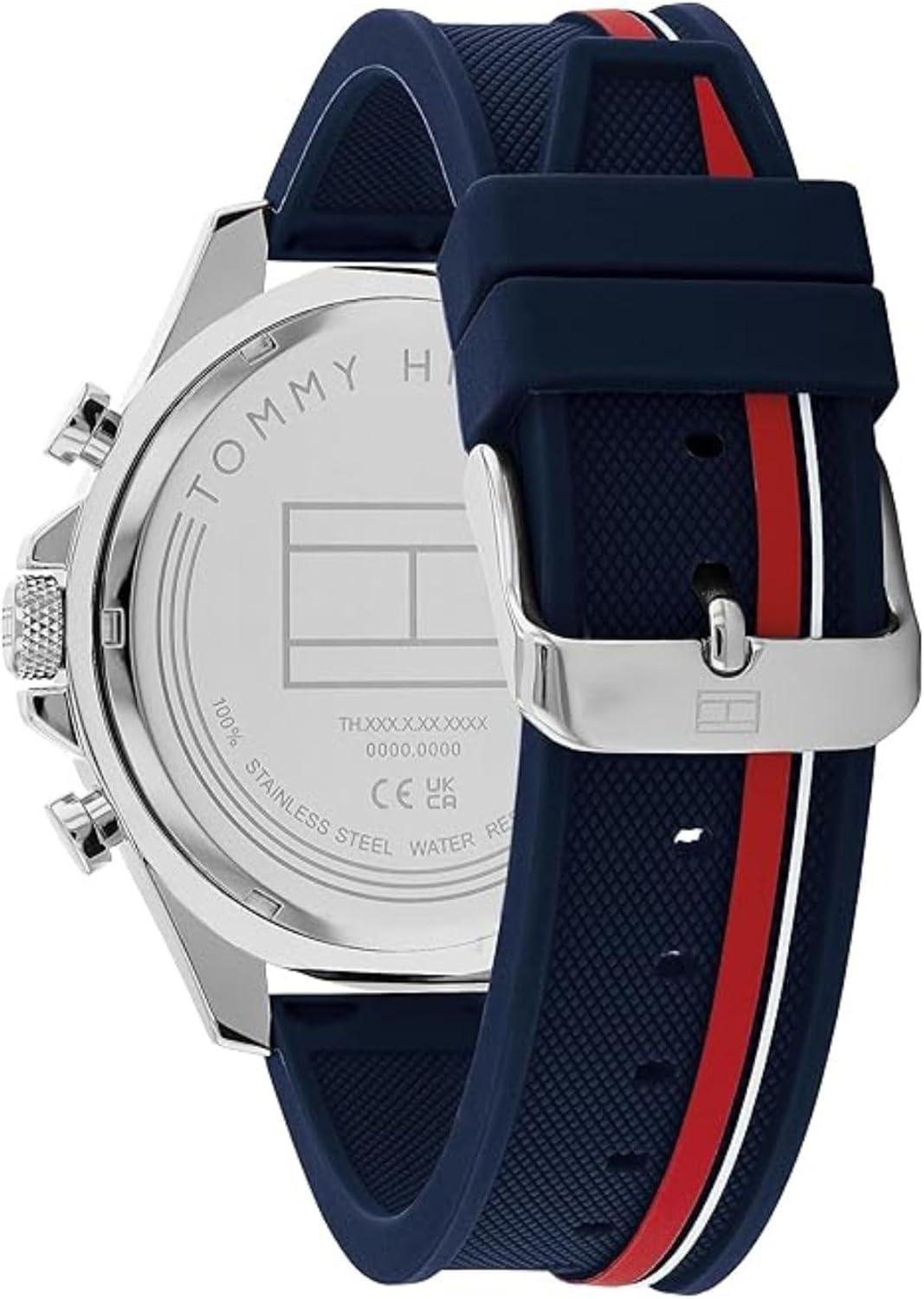 imageTommy Hilfiger Mens Multifunction Quartz Watch 46mm Stainless Steel Case RacingInspired Design 5 ATM Water Resistant Elegant Modern Timepiece Gift for HimRedBlue
