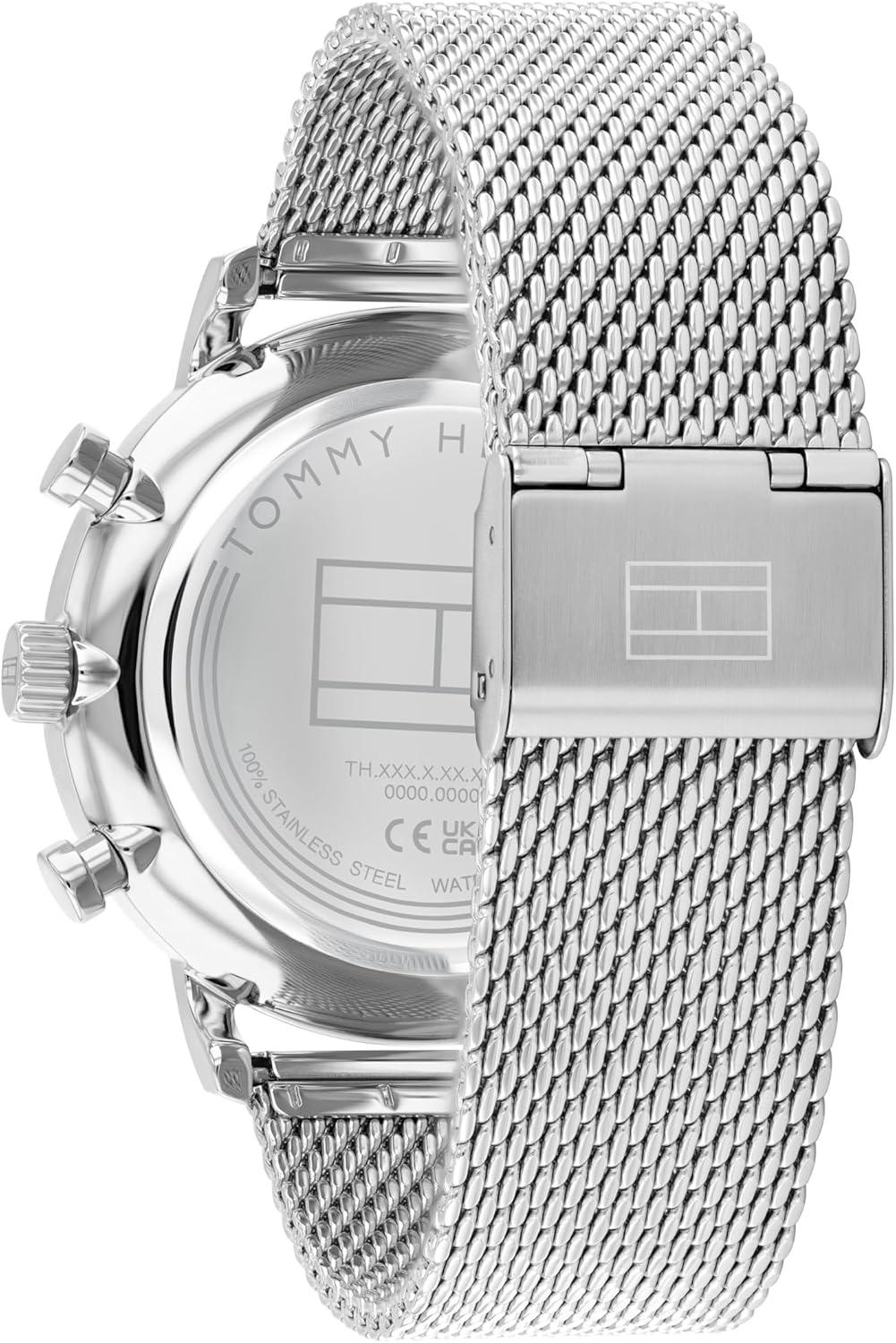 imageTommy Hilfiger Mens Multifunction Quartz Watch Classic Roman Numerals OpenHeart Dial Modern Dress Watch Gift for HimSilver