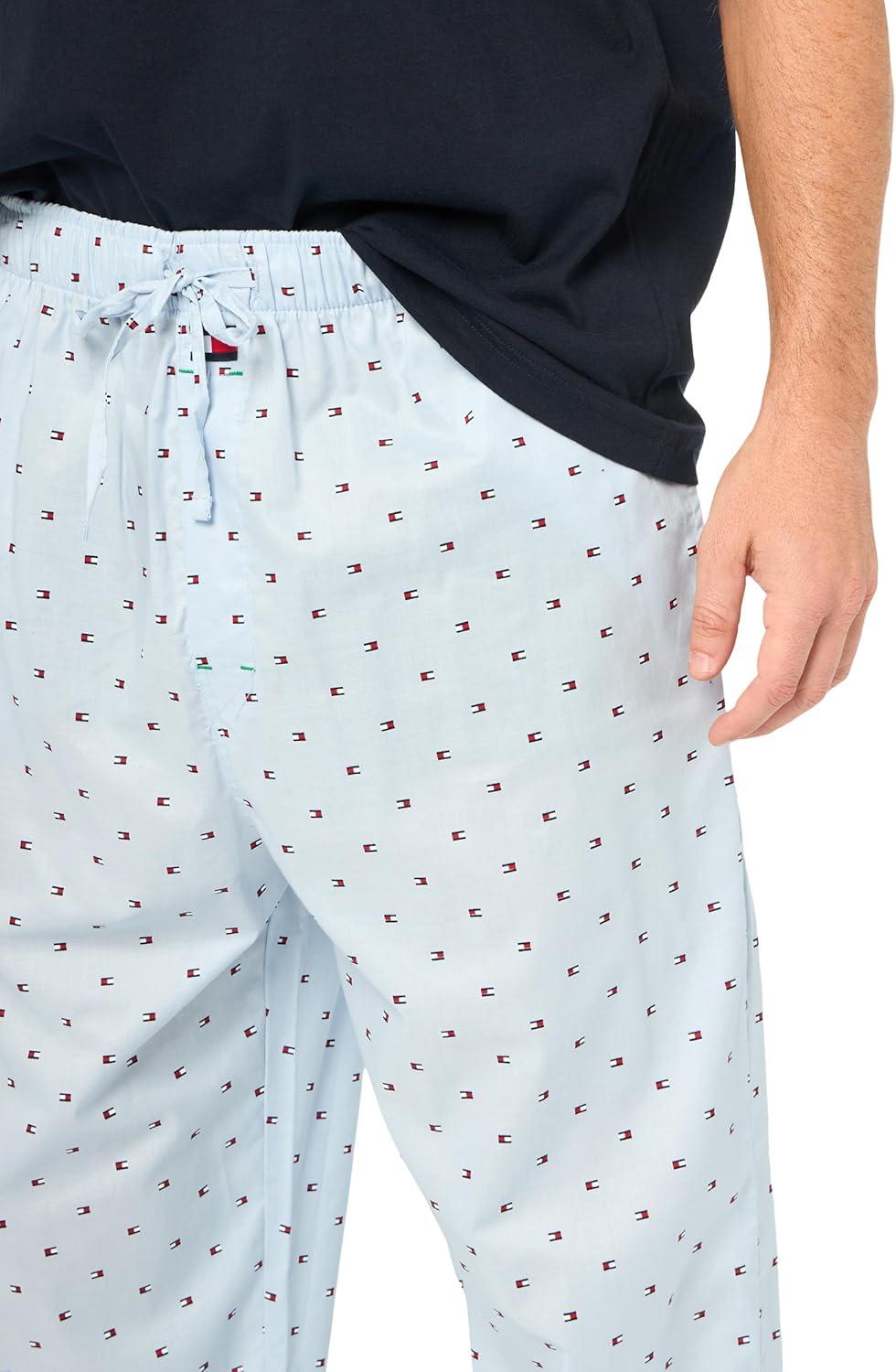 imageTommy Hilfiger Mens Poplin Sleep SetNavy Breezy Blue Micro Flag