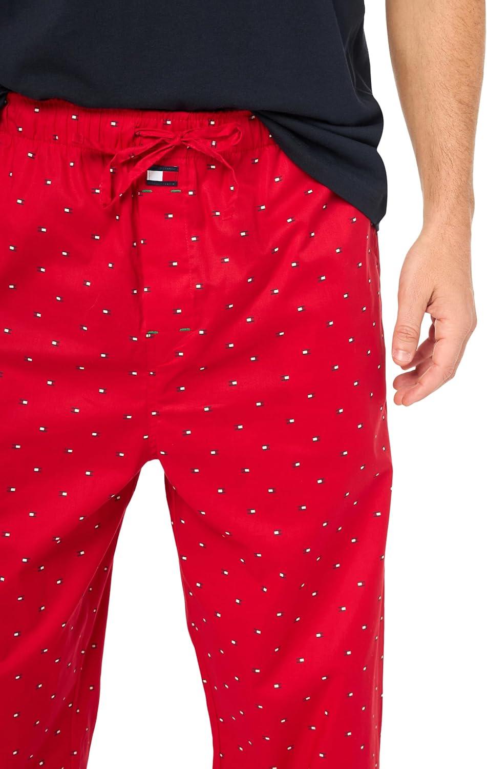imageTommy Hilfiger Mens Poplin Sleep SetNavy Primary Red Micro Flag