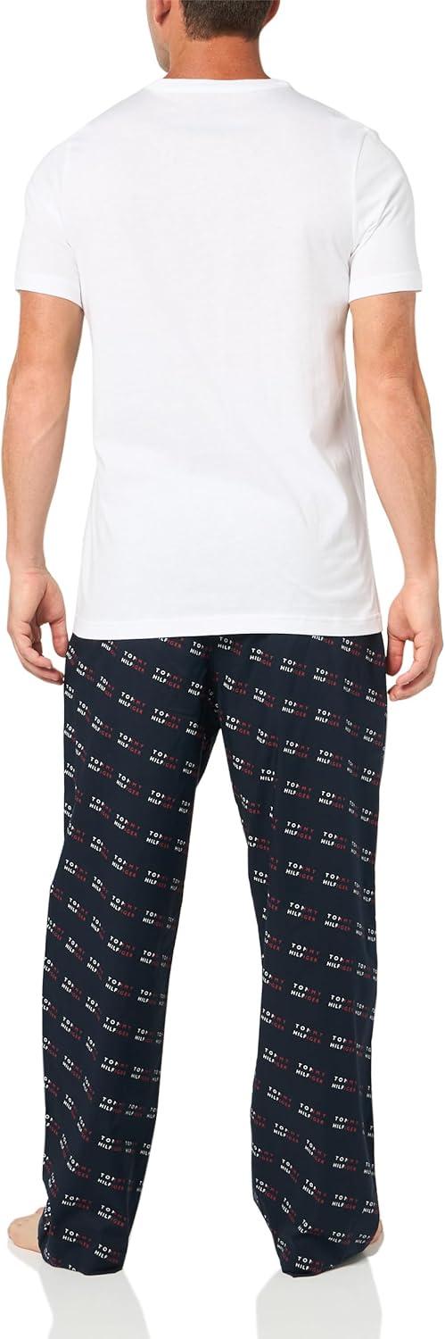 imageTommy Hilfiger Mens Poplin Sleep SetWhite Navy Logo Print