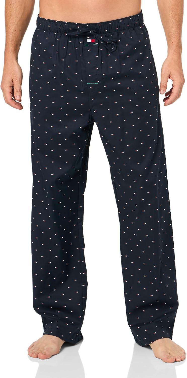 imageTommy Hilfiger Mens Poplin Sleep SetWhite Navy Micro Flag