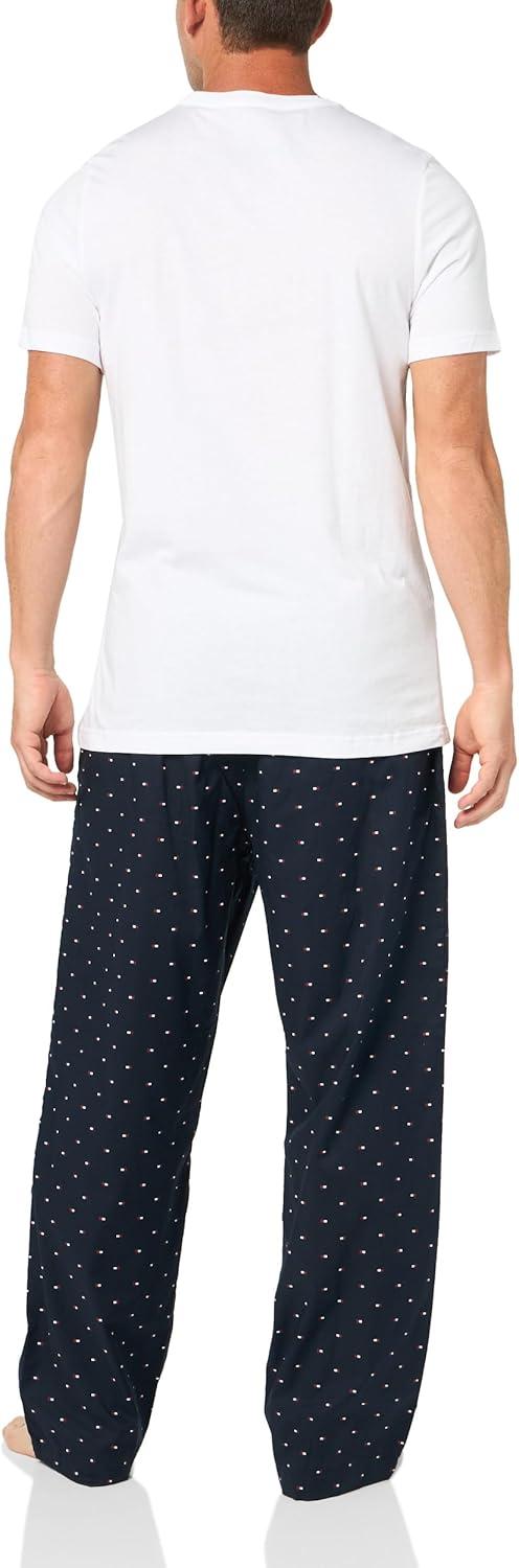 imageTommy Hilfiger Mens Poplin Sleep SetWhite Navy Micro Flag