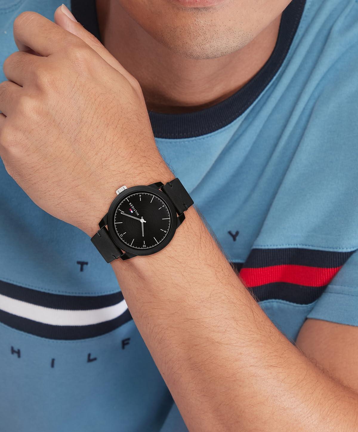 imageTommy Hilfiger Mens Quartz Watch with Black Dial Model 1710542